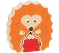 goki 57331 Rompecabezas de Erizo de Madera - Juguete Educativo, promueve la Creatividad, la destreza, la concentración y la imaginación, 2 Unidades, a Partir de 1 año, Naranja y Rojo