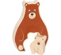 goki 57332 Puzle de Madera con Forma de Oso - Juguete Educativo, promueve la Creatividad, la destreza, la concentración y la imaginación, 2 Unidades, a Partir de 1 año, marrón y Beige