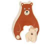 goki 57332 Puzle de Madera con Forma de Oso - Juguete Educativo, promueve la Creatividad, la destreza, la concentración y la imaginación, 2 Unidades, a Partir de 1 año, marrón y Beige
