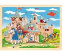 goki 57335 - Puzzle para Insertar Ritterburg - 96 Piezas robustas de Madera - diseño de Colores Coloridos con diseño de Ritteburg detallado