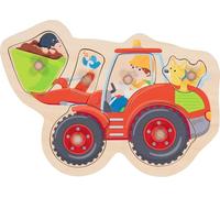 goki 57345 - Puzzle de Pala - 6 Piezas robustas de Madera - Agradable al Tacto pequeños Fans de Las excavadoras