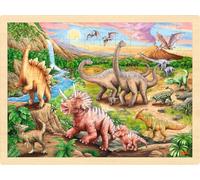 Gollnest & Kiesel Puzzle goki 57348 – Dinosaurios, 96 piezas, madera, diseño colorido