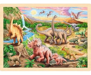goki 57348 - Puzzle con diseño de Dinosaurios (96 Piezas, Madera, diseño Colorido con Detalles de Dinosaurio Motv)