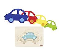 Goki-57485 Puzzles de maderaPuzzles de maderaGOKIPuzzle de Capas, el Coche, Multicolor (57485) , color/modelo surtido