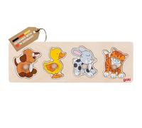Goki 57866, Puzzles de Madera, Multicolor, 4 Piezas, Animales
