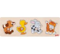 Goki 57866, Puzzles de Madera, Multicolor, 4 Piezas, Animales