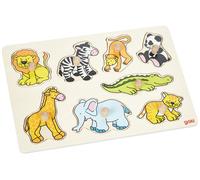 Goki 57874 Zoo Animals, Lift-Out Puzzle, Mixed (Importación USA)