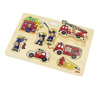 Goki 57907 Fire Brigade, Lift-Out Puzzle, Multicolor, Medium (Importación USA)