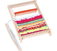 goki 58287 Loom - Juego de tejido de 17 cm con marco de madera sin cuerdas, barco de tejido, peine de tejido y varilla de tensión