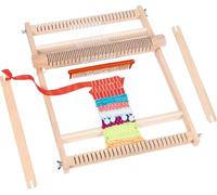 goki 58288 - Marco escolar de 25 cm, gran marco de madera con peine y 2 telares, tensado y tejido, con instrucciones paso a paso (idioma español no garantizado)