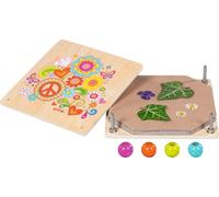 goki 58296 Flower Power - Prensa para Plantas de Madera para niños, Resistente, con diseño Retro Colorido, 17,5 x 17,5 cm, para pequeños naturalistas e Ideas Creativas