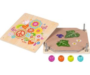 goki 58296 Flower Power - Prensa para Plantas de Madera para niños, Resistente, con diseño Retro Colorido, 17,5 x 17,5 cm, para pequeños naturalistas e Ideas Creativas