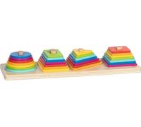 goki 58301 - Juego de clasificación de pirámides de Colores - Juguete Educativo Formas y Colores de Madera, Juego de motricidad a Partir de 2 años con 28 Elementos