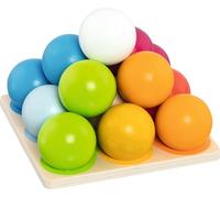 goki 58335 Juego de apilamiento y clasificación de Bolas de Madera, promueve la coordinación Ojo-Mano y la motricidad Fina, Juego clásico, apilamiento de Bolas de Colores, 15 cm x 15 cm, Juego de 14