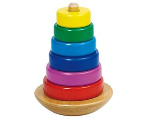 Goki 58925 - Torre de Madera con Anillos apilables de Colores