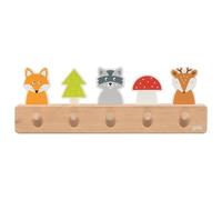 goki 60662 - Perchero de madera con 5 ganchos, diseño de zorro, mapache, ciervo, para habitación infantil, promueve el orden y la autonomía, a partir de 1 año