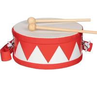 goki 61852 - Tambor para niños de Madera con 2 mazos y Correa para el Hombro, diámetro de 15 cm, Altura de 7 cm