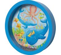 goki 61853 - Tambor de Sonido para niños de Madera con Pelo Natural, diámetro 25,5 cm