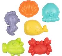 goki 63855 - Moldes de Arena de Animales Marinos, 6 Piezas de Juguete de Arena de plástico de Base biológica para Playa y arenero