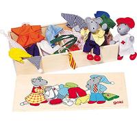 Goki- Puppets Familia ratón, la caja de ropa, Lia & Luca, Multicolor, talla única (Handelshaus Legler OHG SO271)