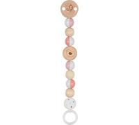 goki baby 65335 - Cadena para chupete de pájaro de madera, bonito diseño de pájaro en color rosa sobre los elementos de madera, incluye clip para fijar a la ropa, fabricado en Alemania, 21 cm de largo