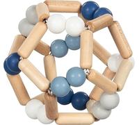 goki Baby 65345 - Bola de Agarre de Madera y Silicona para bebés - Fabricado en Alemania, Azul, niño, Juguete de motricidad Natural para Promover el Reflejo de Agarre y el Desarrollo del lenguaje,