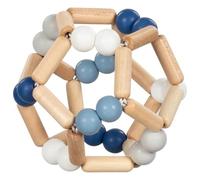 goki Baby 65345 - Bola de Agarre de Madera y Silicona para bebés - Fabricado en Alemania, Azul, niño, Juguete de motricidad Natural para Promover el Reflejo de Agarre y el Desarrollo del lenguaje,