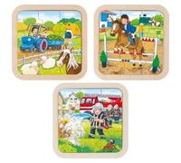 Goki - Boerderijkant, brandweerpuzzels van hout, meerkleurig ( (Importación USA)
