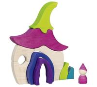 goki Evolution 58328 - Casa de hadas de madera, juego de madera con colores a base de agua, promueve la motricidad y la creatividad en preescolares, fabricado en Europa, 20 cm x 3 cm x 26 cm, juego de