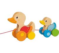 Goki 54879 Family of ducklings, drag Rope Cars, multicoloured