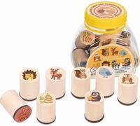 Goki - Goki Houten Stempelset Bosdieren 9dlg. (Importación USA) NUEVO