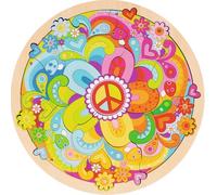 goki Goki66 57303 - Puzle redondo para niños de madera con motivos florales de colores y piezas grandes de puzzle, 34 piezas, diámetro de 29,5 cm