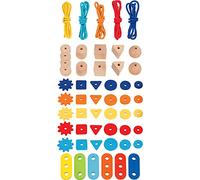 GOKI Juego de Hilos Multicolor Cuenta Ø 2,5 cm, Madera, Fieltro,