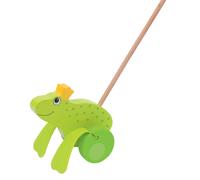 Goki- Juguete de Empuje Frog King, Color Verde (54938)