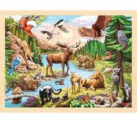 GOKI- Puzzle, Animales de América del Norte No Aplica Rompecabezas, Multicolor (57409)