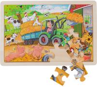 GOKI- Pequeño Tractor, Encaje Traktor Puzzles de Madera, Multicolor (57420)