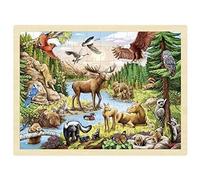 GOKI- Puzzle, Animales de América del Norte No Aplica Rompecabezas, Multicolor (57409)