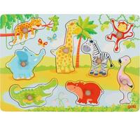 GOKI- Puzzle, cachorritos de África No Aplica Madera, Multicolor, único (57397)