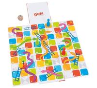 GOKI- Serpientes y escaleras XXL en un Cubo desplegable Juegos Tradicionales, Mu