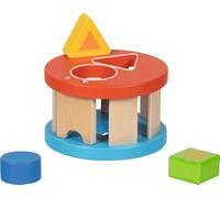 goki Sort Box Rundolino 58298 - Juego de 4 piezas compacto de madera con función de clasificación para formas y colores, ideal para jugar a partir de 1 año