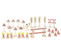 Goki Toys Pure WM380 - Señales de tráfico de Juguete (29 Piezas, Altura Entre 4,5 y 12,5 cm)