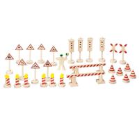 Goki Toys Pure WM380 - Señales de tráfico de Juguete (29 Piezas, Altura Entre 4,5 y 12,5 cm)
