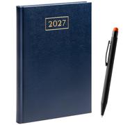 Gokoi Agenda 2027 B5 Azul Marina con Cubierta Acolchada de Polipiel Murano y Grabado en Bajo Relieve, 320 Páginas Beige más Mapas, Papel de 70 g/m² y Marcapáginas a Juego. Incluye Bolígrafo.