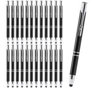 GOKOI Bolígrafo Retráctil de Aluminio con Puntero Táctil, Tinta Azul con Recarga Jumbo, Diseño Elegante y Ligero, Ideal para Oficina, Escuela, Móvil y Tablet, Negro