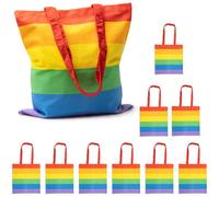 GOKOI Pack 10 Tote Bag Pride Arcoíris Multicolor de Algodón 100% 180 g/m², Bolsa Reutilizable con Acabado Colorido y Asas Largas 70 cm, Para Desfiles y Celebraciones Orgullo Gay, Medidas 38x42 cm