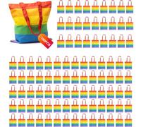 GOKOI Pack 100 Tote Bag Pride Arcoíris Multicolor de Algodón 100% 180 g/m², Bolsa Reutilizable con Acabado Colorido y Asas Largas 70 cm, Para Desfiles y Celebraciones Orgullo Gay, Medidas 38x42 cm