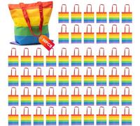 GOKOI Pack 50 Tote Bag Pride Arcoíris Multicolor de Algodón 100% 180 g/m², Bolsa Reutilizable con Acabado Colorido y Asas Largas 70 cm, Para Desfiles y Celebraciones Orgullo Gay, Medidas 38x42 cm
