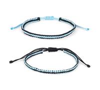 Goktvai 2uds Pulseras Trenzadas Negras y Azules, Ajustables a Juego Pulseras Negras Azules para Parejas Él o Ella y Amigos