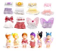 Goktvai 8 Conjuntos 7,62cm Ropa para Muñecas para Sonny Angel, Ropa de Colección Adultos con Tops y Faldas Accesorios Muñecas for Decorar y Exhibir (Rosa, Morado, Amarillo, Rojo)