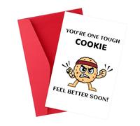 Goktvai Divertido Tarjetas Pronta Recuperación con Sobre, Tough Cookie Siéntete Mejor Pronto Tarjeta Después Cirugía & Enfermedad para Hombres Mujeres Él Ella Amigos Regalo Alentador